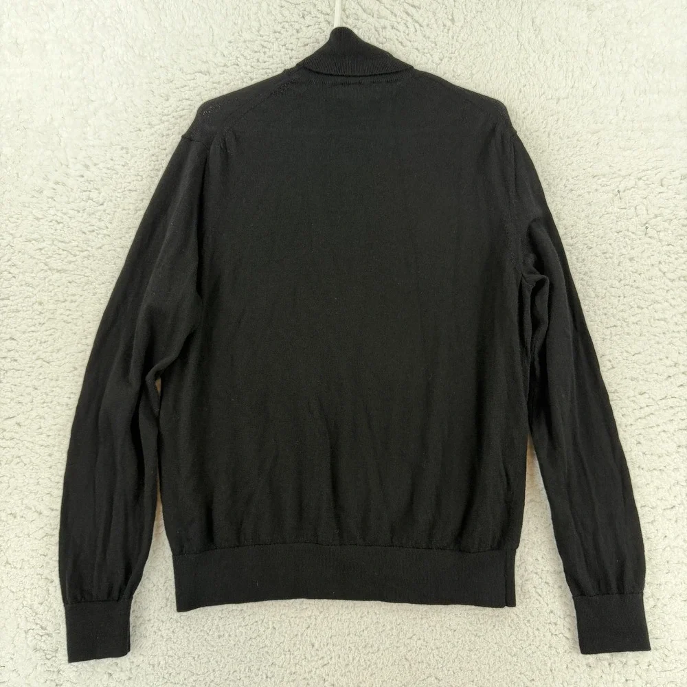 Banana Republic Sweater Mens Large‎ Black Merino Wool Turtleneck Knit Pullover